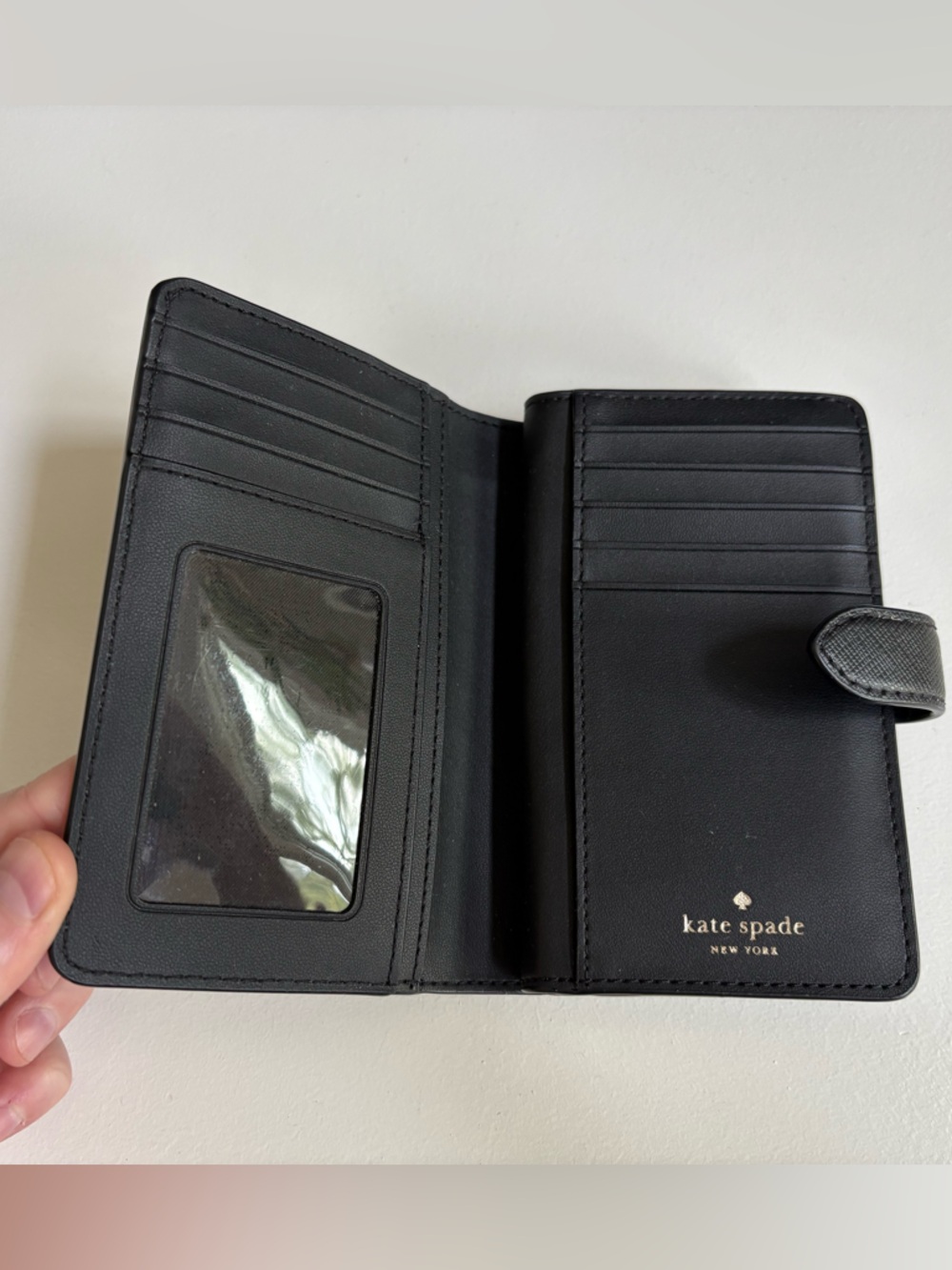 Kate Spade Black Leather Bi-Fold Wallet Medium - Picture 7 of 8